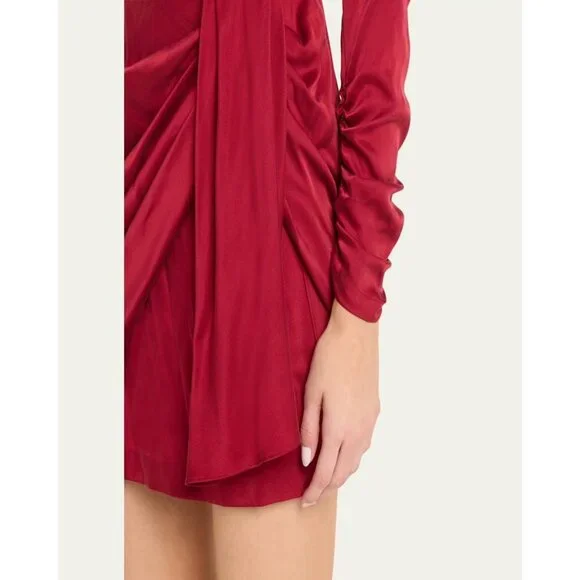 Zimmermann Draped Mini Dress in Garnet 2/Medium New Womens Long Sleeve Silk - Picture 11 of 16
